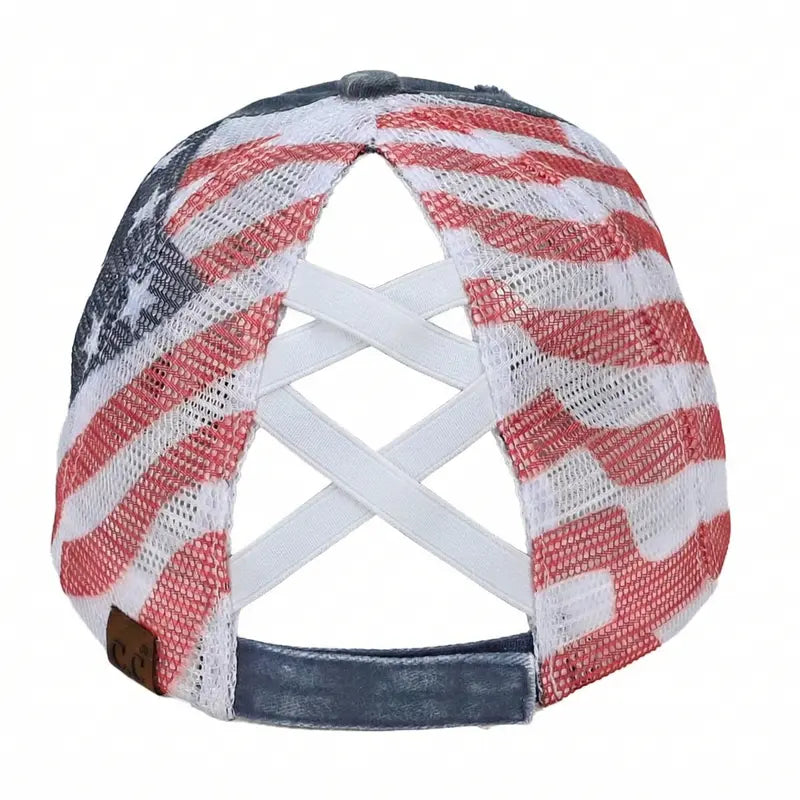 Red White & Worn® All American Ponytail Cap