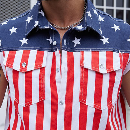 Red White & Worn® American Flag Cut-Off Vest
