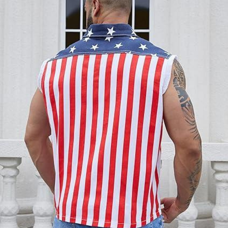 Red White & Worn® American Flag Cut-Off Vest