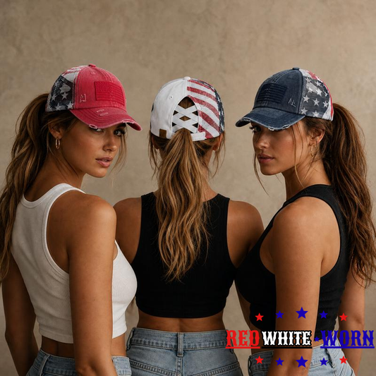 Red White & Worn® All American Ponytail Cap