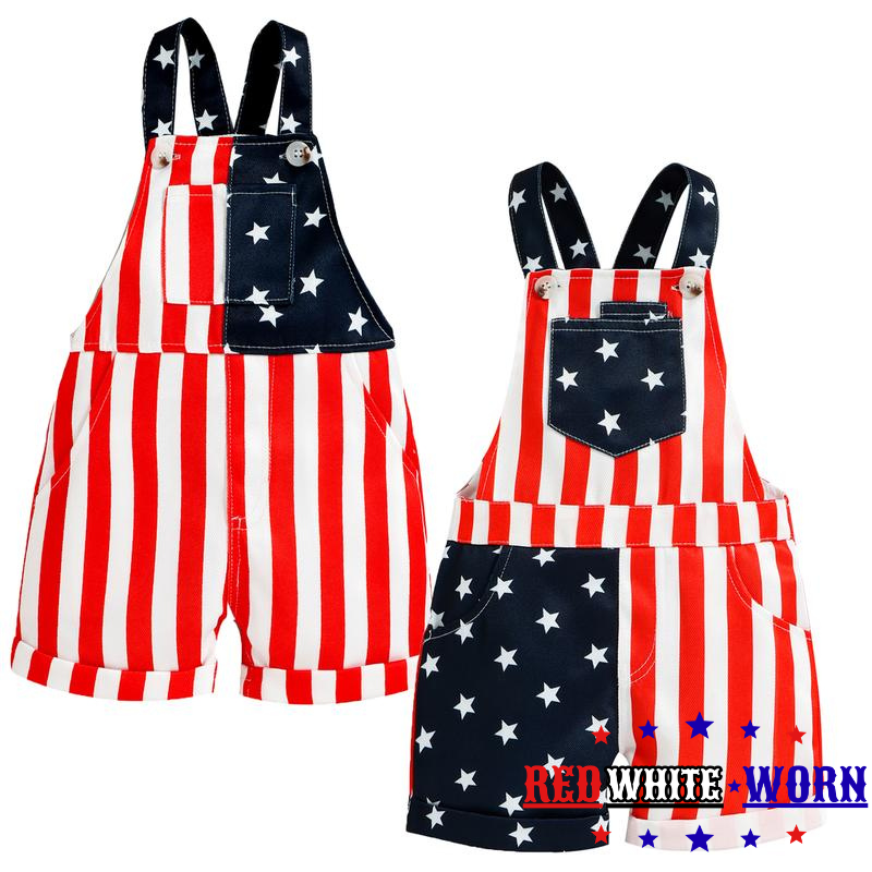 Red White & Worn® American Flag Toddler Overalls