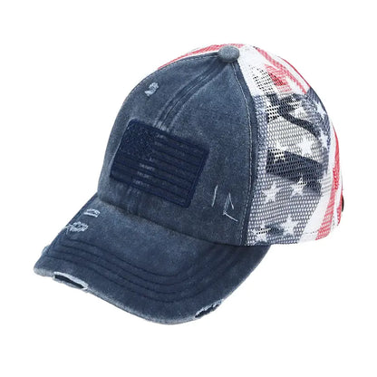 Red White & Worn® All American Ponytail Cap