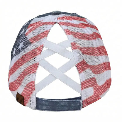 Red White & Worn® All American Ponytail Cap
