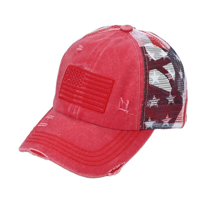 Red White & Worn® All American Ponytail Cap