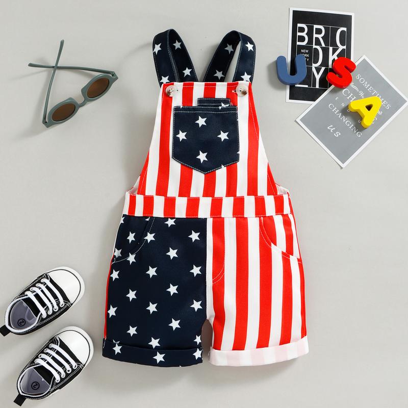 Red White & Worn® American Flag Toddler Overalls