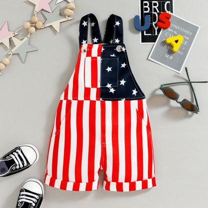 Red White & Worn® American Flag Toddler Overalls