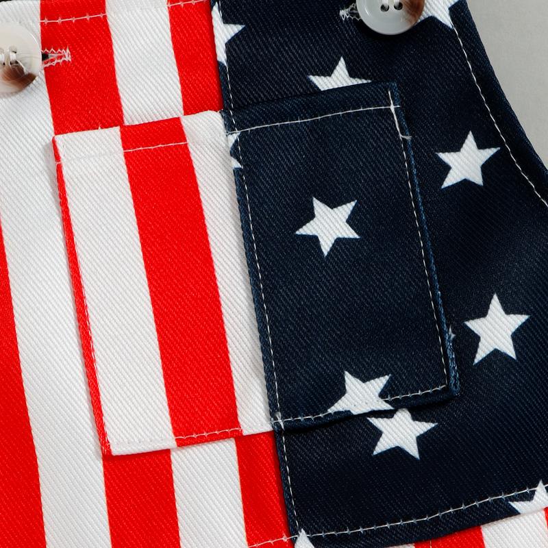 Red White & Worn® American Flag Toddler Overalls
