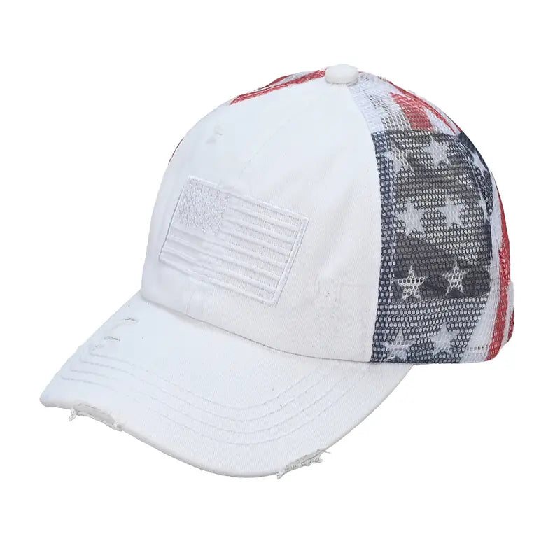 Red White & Worn® All American Ponytail Cap