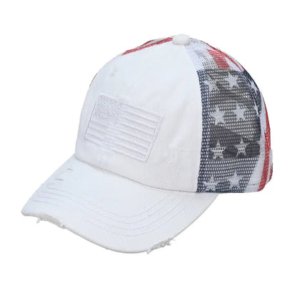 Red White & Worn® All American Ponytail Cap